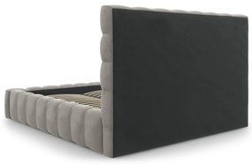 Letto matrimoniale imbottito grigio chiaro con contenitore con griglia 200x200 cm Bali - Cosmopolitan Design