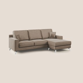 Michael divano moderno angolare con penisola in morbido velluto impermeabile T01 marrone