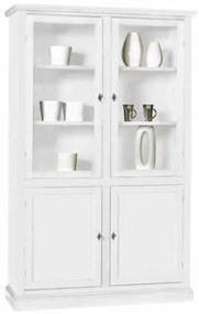 Vetrina in legno finitura bianco opaco, 2 porte e 2 ante in vetro