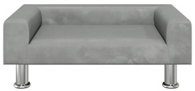 Lettino per cani grigio chiaro 70x45x26,5 cm in velluto