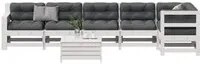 Set Salotto Giardino 7pz con Cuscini Bianco Legno Massello Pino 3250877