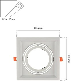 Faro da Incasso Orientabile Bianco - 1 lampada AR111 Foro 165x165mm