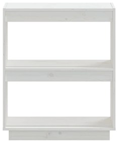 Libreria bianca 60x35x71 cm in legno massello di pino