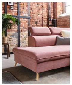 Divano letto angolare a U in velluto rosa chiaro (angolo sinistro) Sweet Harmony - Miuform