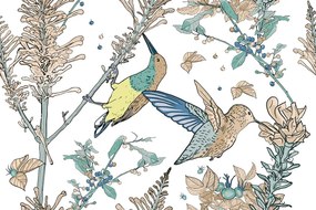 Carta da parati – Uccellini che mangiano bacche