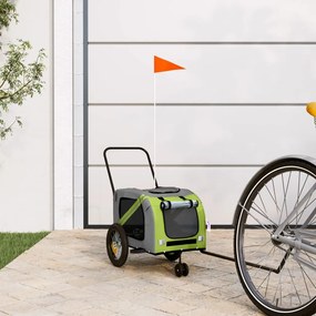 Rimorchio Da Bici Per Animali Verde E Nero Oxford E Ferro /