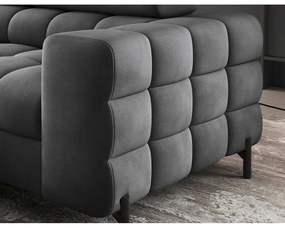 Divano angolare grigio scuro allungabile/con contenitore (con penisola a sinistra/a L) e rivestimento in velluto Ferucce – ELTAP