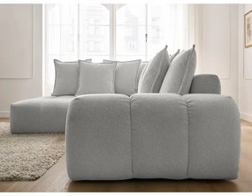 Divano angolare grigio chiaro allungabile e con contenitore (penisola a sinistra/a L) con rivestimento in ciniglia Everest – Bobochic Paris