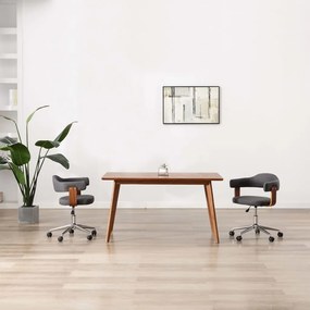 Sedie Da Pranzo Girevoli 2 Pz Legno Curvato E Tessuto Grigio /