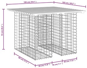 Panca Giardino Design Gabbione 100x102x72cm Legno Massello Pino