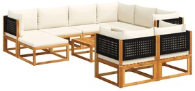 Set divani da giardino 10pz con cuscini legno massello acacia
