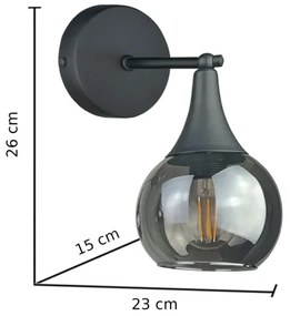 Applique STAR 1xE27/60W/230V nero/fumé nero