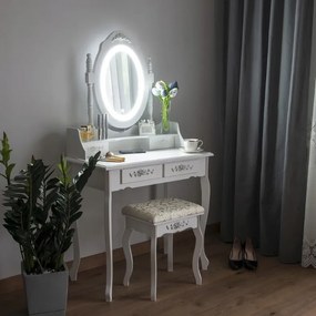 Toeletta vintage con specchio girevole e illuminazione a LED