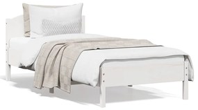 Letto Senza Materasso Bianco 90x200 Cm Legno Massello Di Pino /