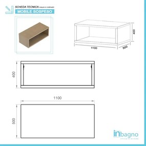 Composizione bagno sospesa aperta 110 cm Master rovere miele