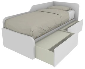 1064C - Letto singolo 80x190 con spalliera sagomata e cassettoni indipendenti