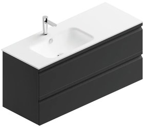 Mobile sottolavabo e lavabo Pull per vasca centrale grigio grafite opaco in mdf L 120 x H 56 x P 46 cm 2 cassetti