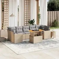 Set Divano da Giardino 8 pz con Cuscini Beige in Polyrattan 3271227