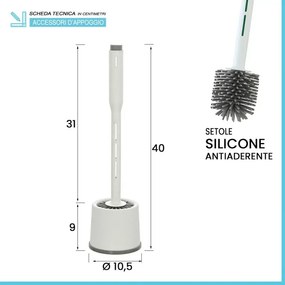 Portascopino con spazzola WC igienizzante in plastica bianca
