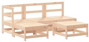 Set Divani da Giardino 5 pz con Cuscini in Legno Massello