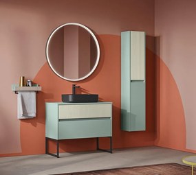 Mobile da bagno sotto lavabo Niwa verde laccato opaco L 89.5 x H 50 x P 45.5 cm 2 cassetti, lavabo non incluso