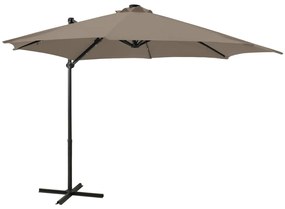 Ombrellone A Sbalzo Con Palo E Luci A Led Tortora 300 Cm /