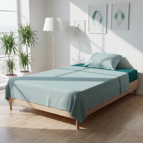 Completo letto 1 piazza e mezza bicolor azzurro e blu