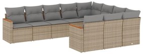 Set divano da giardino 10 pz con cuscini beige misto polyrattan