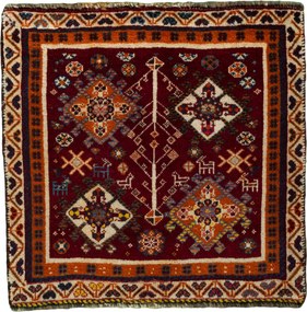 Shiraz Tappeto 60 x 60 Rosso (Iran) Annodato A Mano