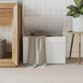 Cesto Portabiancheria Coperchio Bianco 55,5x35x34 Cm Polyrattan /