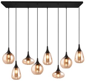 Lampada a sospensione nero-arancio con paralume in vetro Lumina - Trio