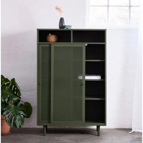 Armadietto in verde scuro in metallo con ante scorrevoli 90x140x40 cm Veep – Unique Furniture
