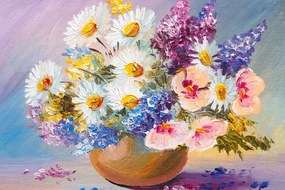 Quadro su tela – Dipinto a olio di fiori estivi