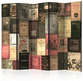 Paravento design Paradiso Librario II - copertine retro dei libri in stile romantico