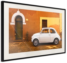 Poster  White Car  Cornice Quadri Cornice nera con pass-partout, Larghezza x Altezza Home decor 45x30