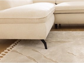 Divano angolare color crema (con penisola a sinistra/a L) con rivestimento in ciniglia Marbeya – Ropez