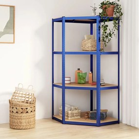 Mensola Angolare 4 Ripiani Blu İn Acciaio E Legno Multistrato /