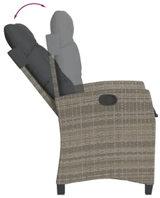 Set da pranzo da giardino 5 pz con cuscini in polyrattan grigio
