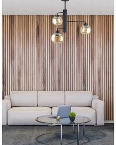 Lampadario a sospensione con supporto rigido FLEX 3xE27/60W/230V nero/fumé beige