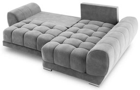 Divano letto angolare grigio con rivestimento in velluto, angolo destro Nuage - Windsor &amp; Co Sofas