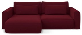 Divano angolare burgundy allungabile/con contenitore (con penisola a sinistra/con chaise lounge) con rivestimento in velluto Kapua – Makamii