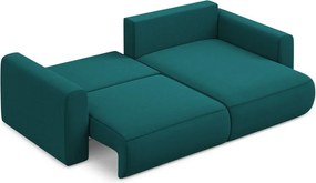 Divano angolare turchese allungabile/con contenitore (con penisola a destra/con chaise lounge) con rivestimento in velluto Kapua – Makamii