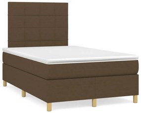 Letto a Molle Materasso e LED MarroneScuro 120x190cm in Tessuto