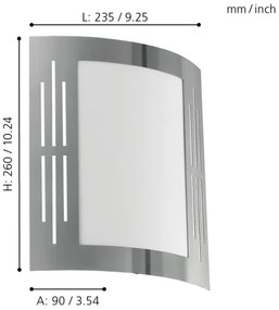 EGLO 82309 - Lampada a muro esterna CITY 1xE27/15W/230V IP44