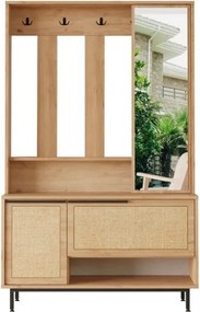 Mobile Da Ingresso Con Scarpiera Appendiabiti E Specchio Orientabile Ocean Rafia