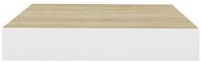 Mensola a parete rovere e bianca 23x23,5x3,8 cm in mdf