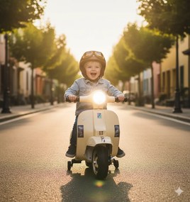 Piaggio Mini Vespa PX150 Elettrica 6V per Bambini Crema...