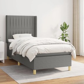 Giroletto A Molle Con Materasso Grigio Scuro 80x200 Cm Tessuto /