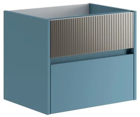 Mobile da bagno sospeso sotto lavabo L 59.5 x H 50 x P 45.5 cm blu laccato opaco, 2 cassetti VISOBATH Niwa