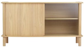 Vetrina di colore naturale in rovere massiccio con ante scorrevoli 135x73,5x48 cm Italic – UMAGE